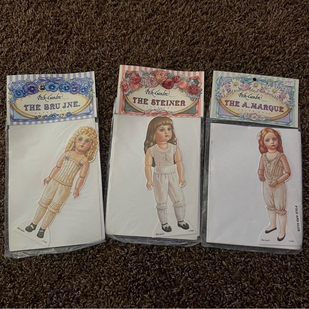 Vintage 1990’s Peck Gandre Lot of 3 Paper dolls